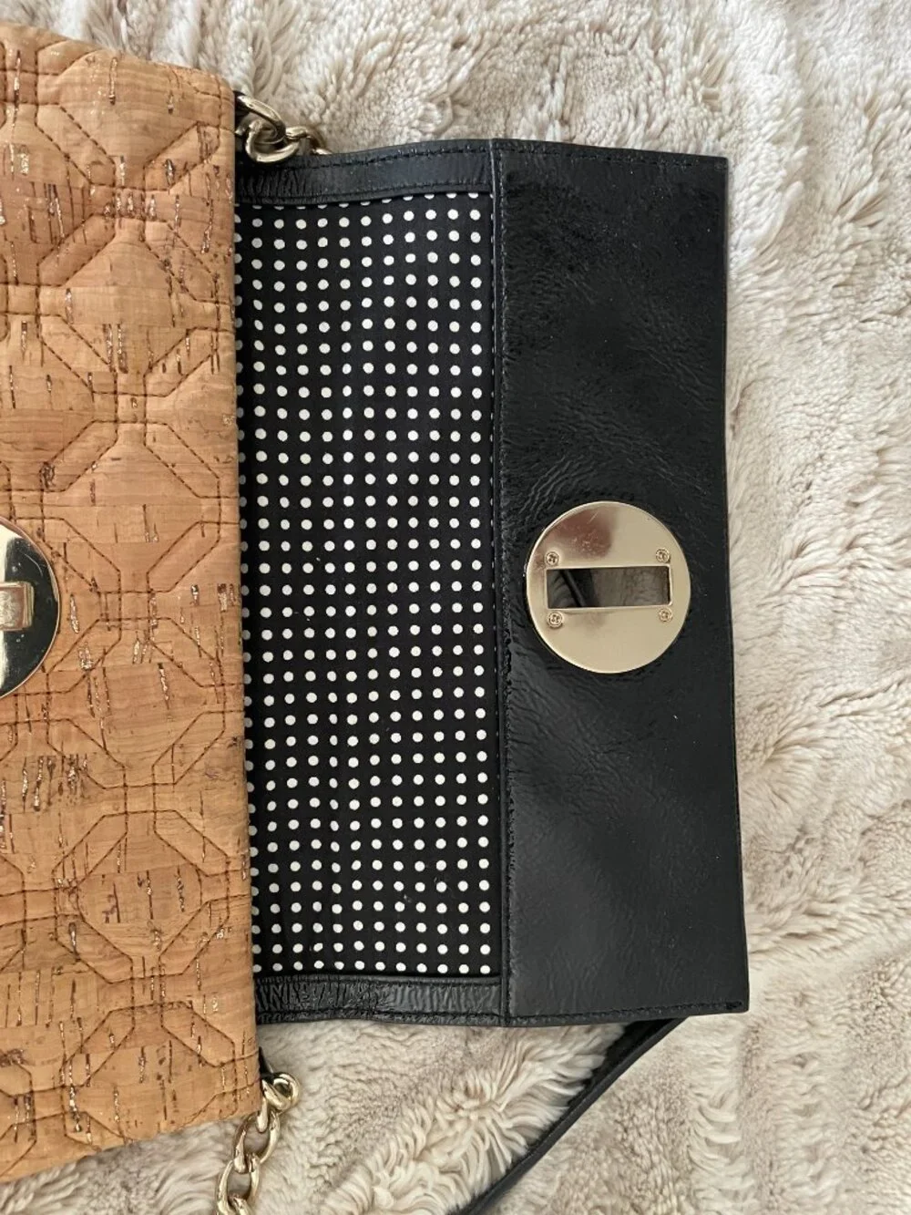 Kate Spade Shoulder Bag-Cork and Black Leather